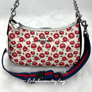 Coach Teri Shoulder/Crossbody Bag With Floral Print CBI49 Chalk/Black Multi NWT
